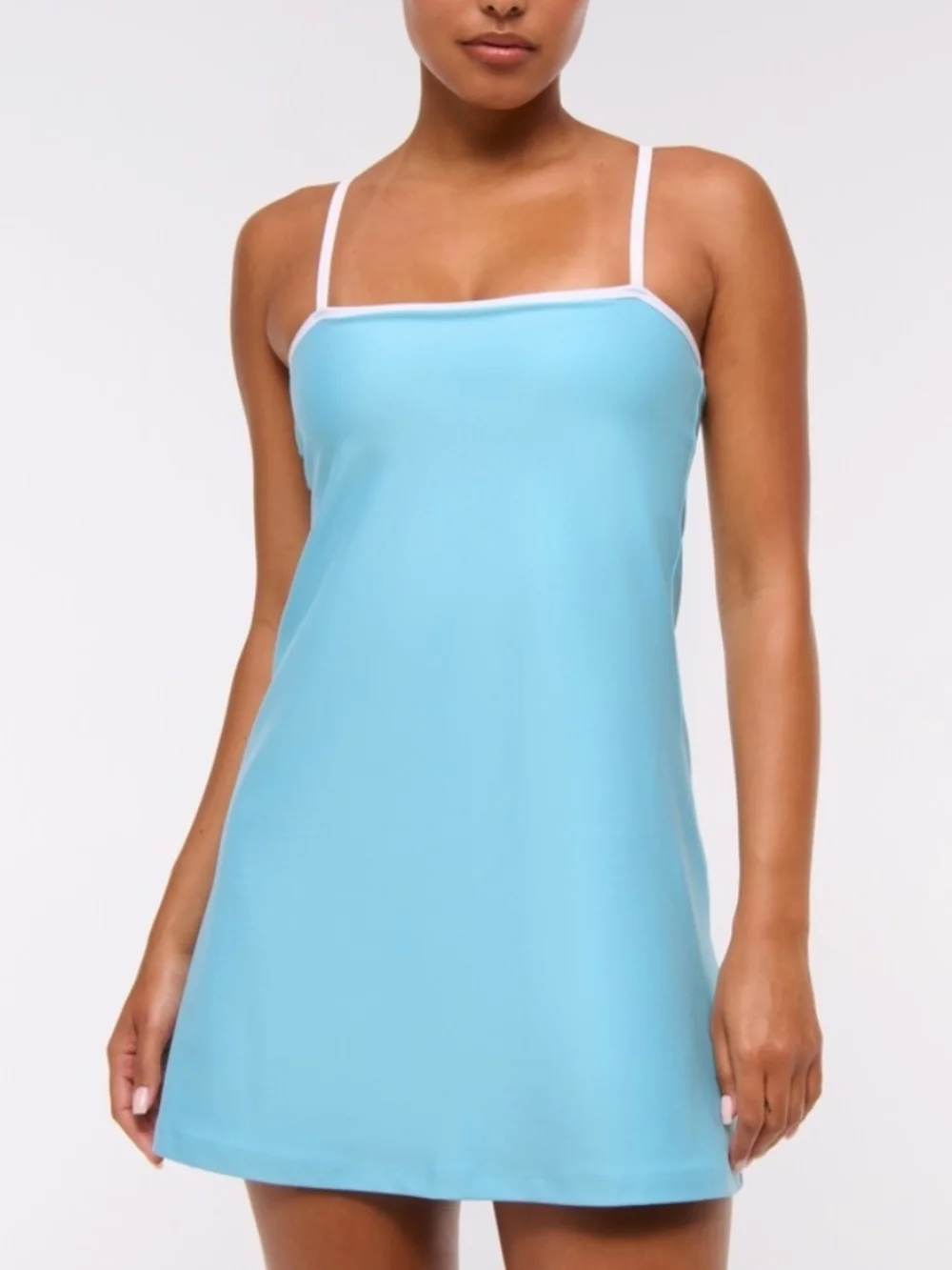 NWT Abercrombie & Fitch YPB SculptLUX Bandeau Mini Skort Dress In Blue Topaz- XL